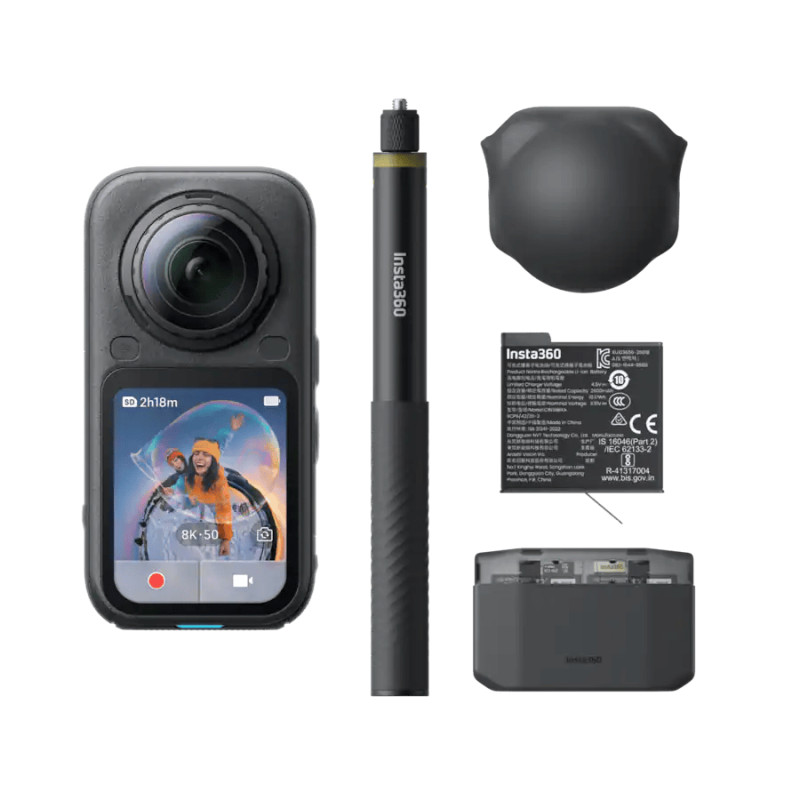Insta360 X6 Essential – 8K 360 камера с две батерии и невидим селфи стик